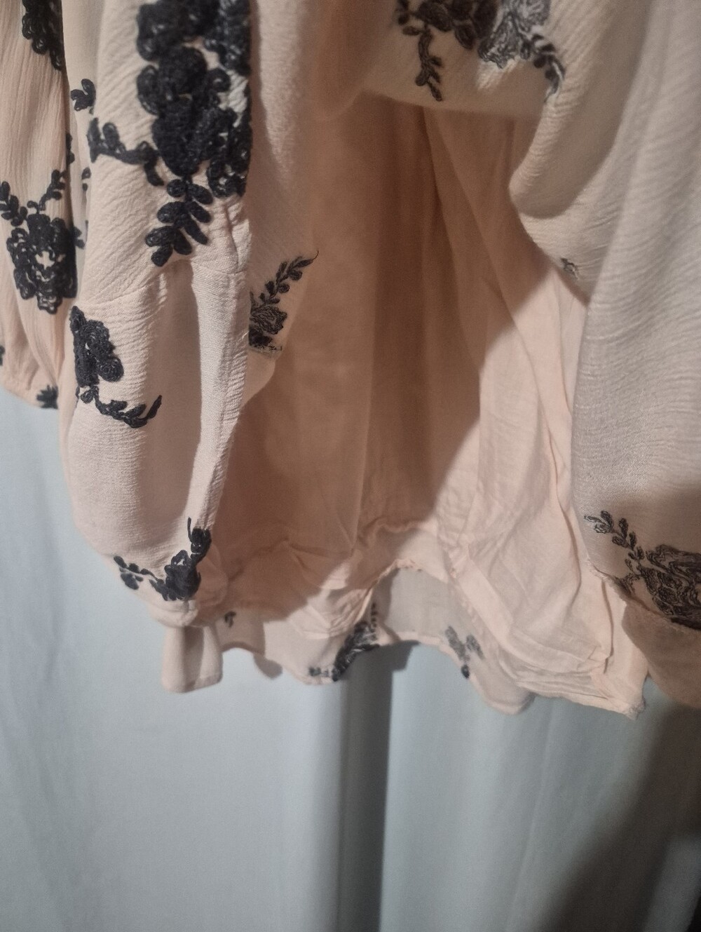FREE PEOPLE Womens Blush Pink Floral Embroidered Long-Sleeve Top/dress - Picture 4 of 4